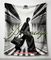 Balenciaga Striped Runway Flannel Sofa Throw Blanket for Wall Decor BA076